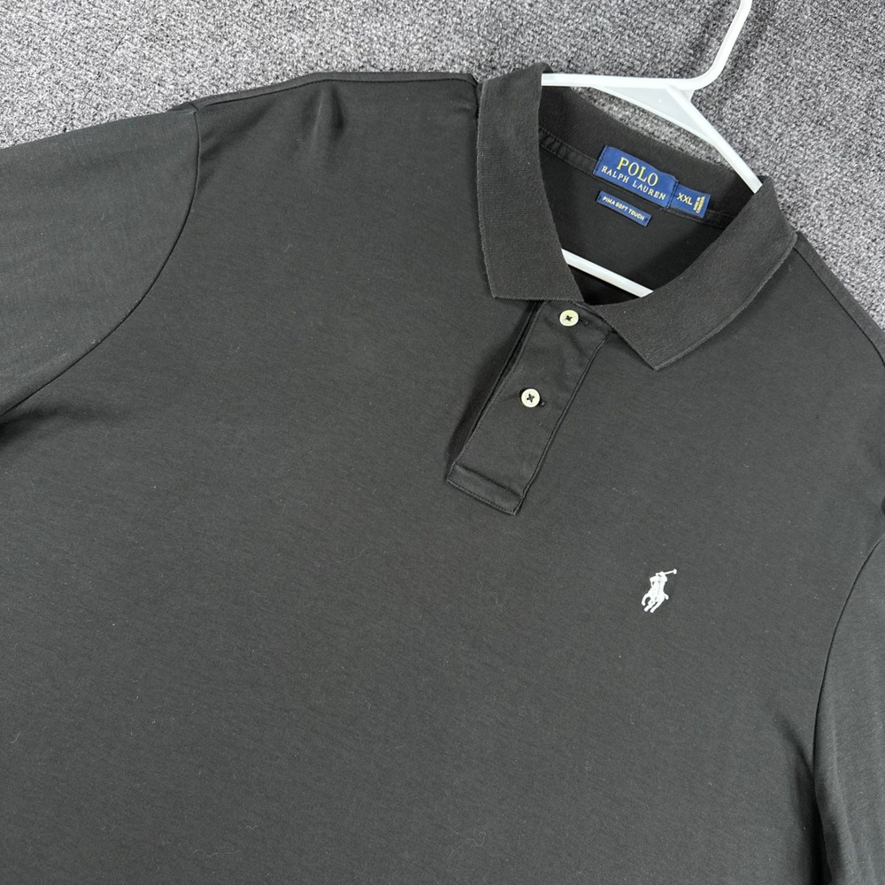 Polo Ralph Lauren Polo Shirt Mens XXL 2XL Black Pima Soft Touch Short Sleeve